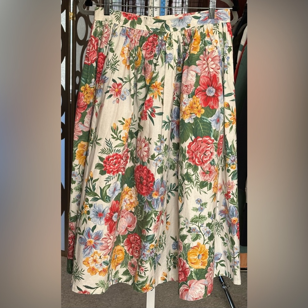 Vintage Floral Cottagecore Midi Skirt Garden Party Avon 15/16